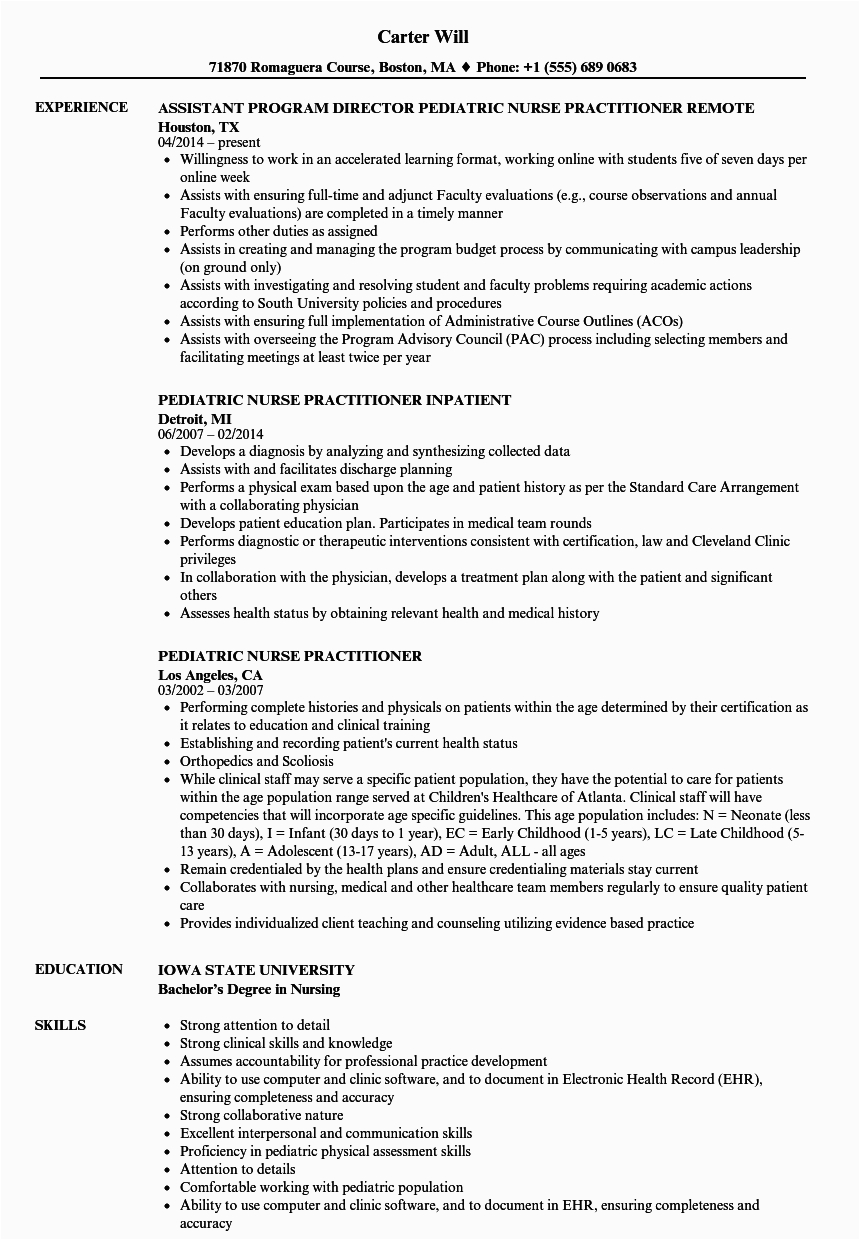 family nurse practitioner student resume example