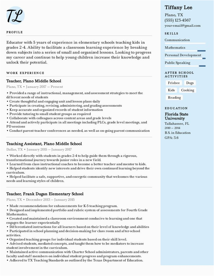 Sample Resume for Private School Teacher Elementary School Teacher Resume Example