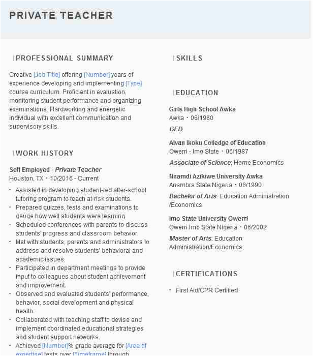 Sample Resume for Private School Teacher Private Violin Teacher Resume Example St Louis Park