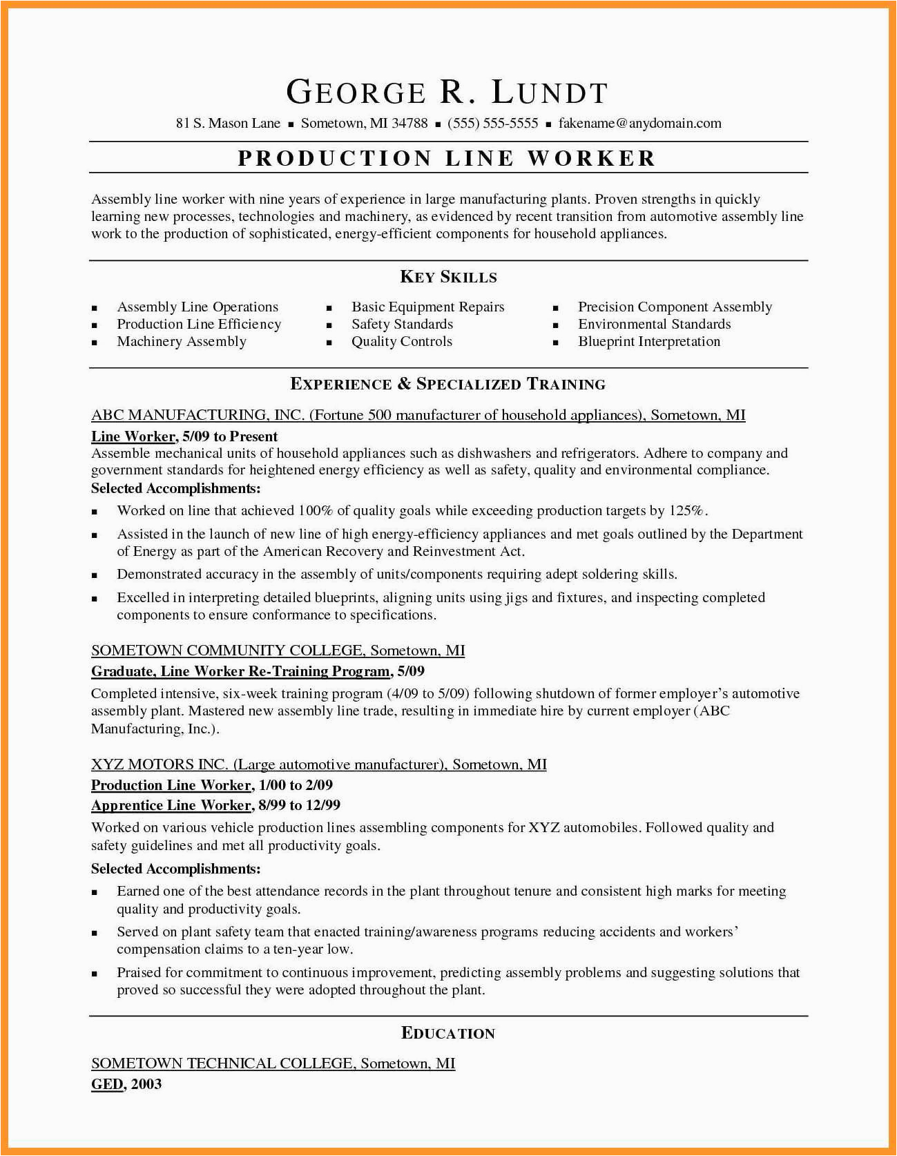 9 10 production resume objectives