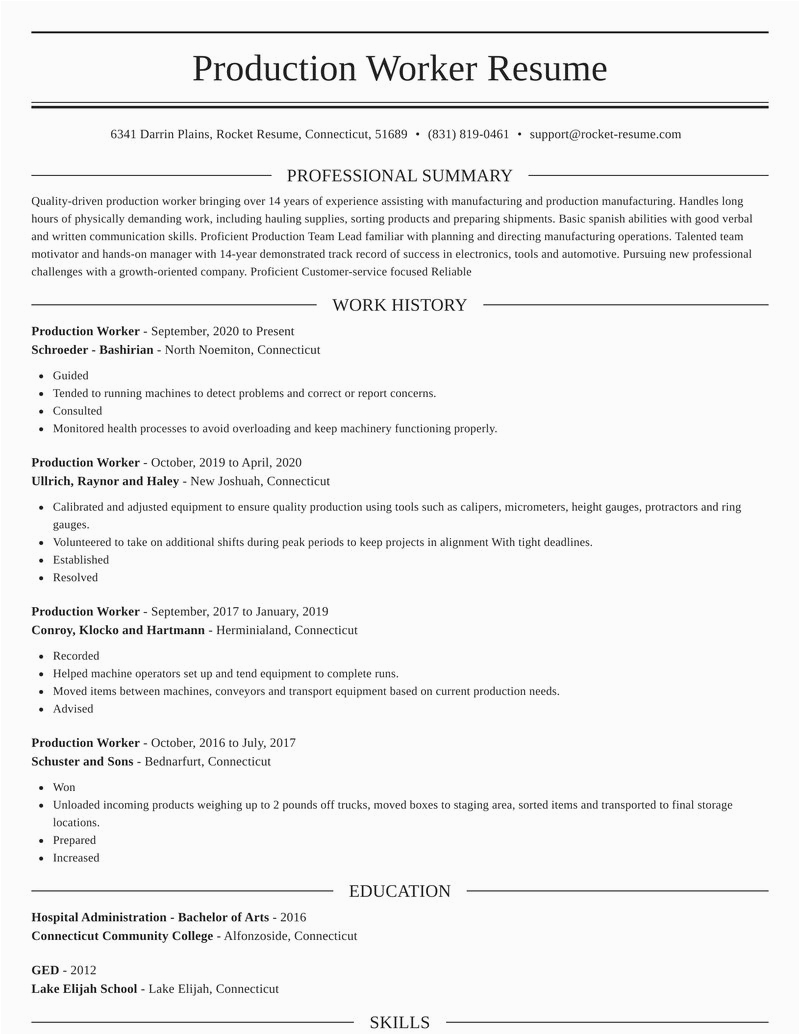 production worker job resumes templates and ideas