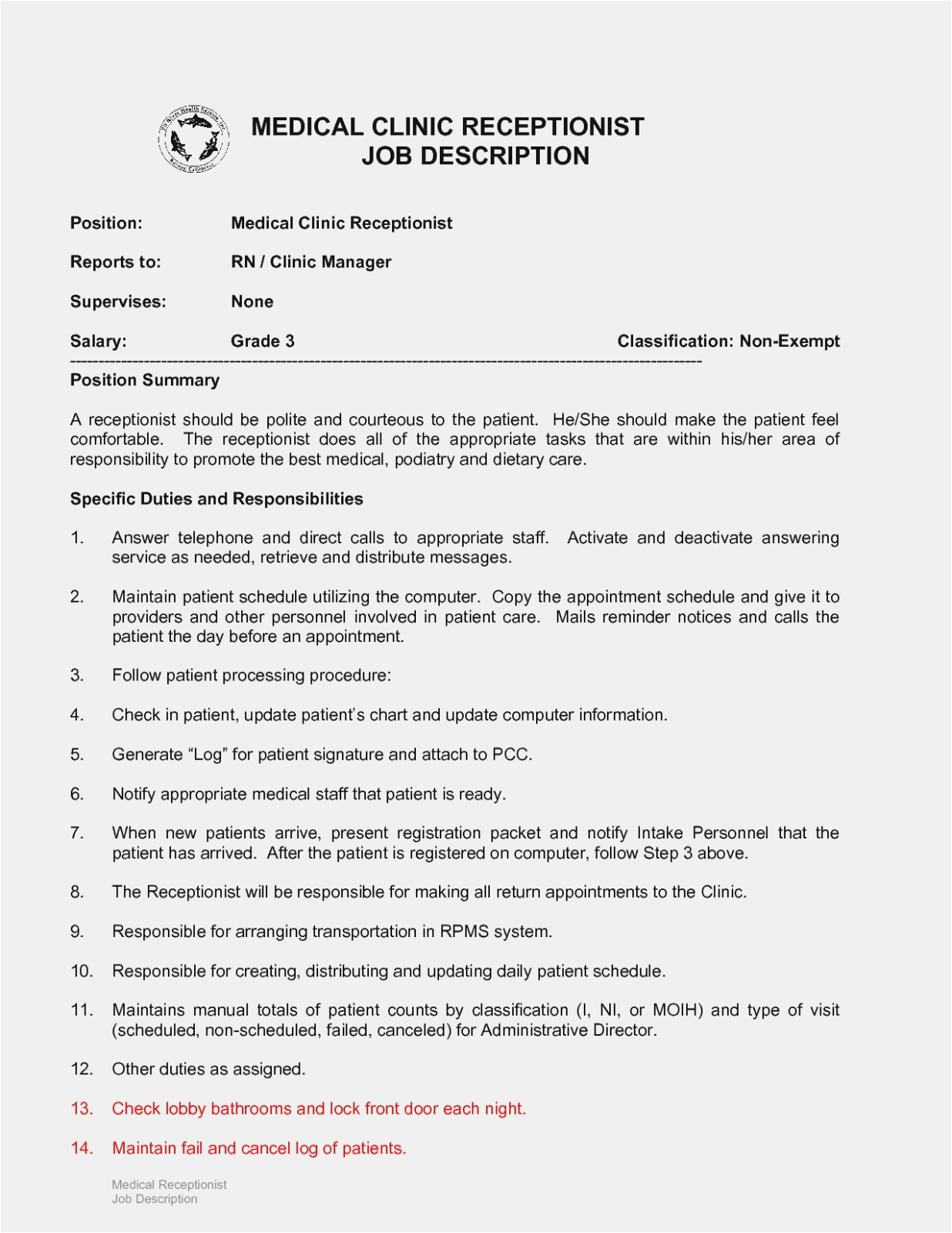 Sample Resume Objectives for Medical Receptionist 15 Great Receptionist
