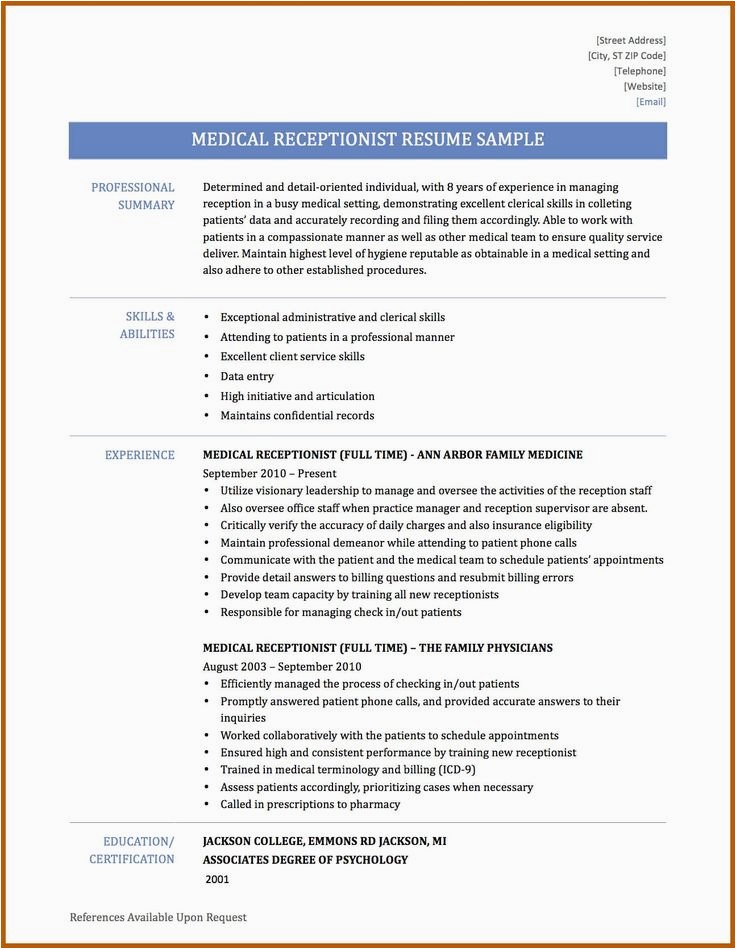 Sample Resume Objectives for Medical Receptionist 23 Medical Receptionist Resume Example In 2020
