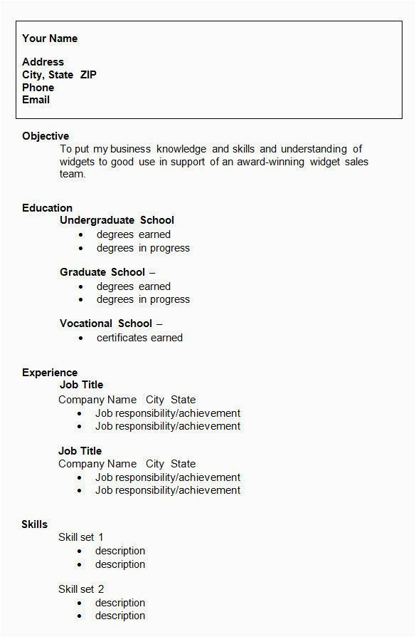 college student basic resume