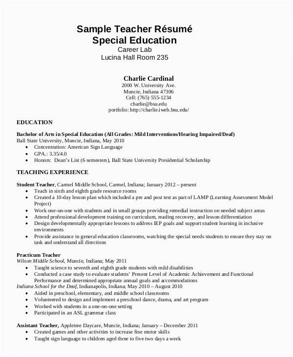 Special Education Teacher Resume Template Free 10 Education Resume Templates Pdf Doc