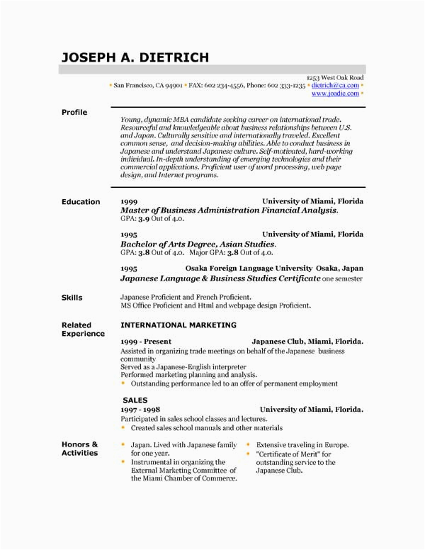 free resume template s