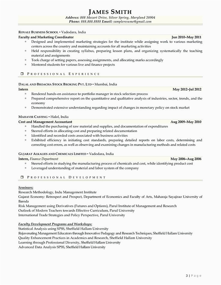 10 11 resume samples for faculty positions