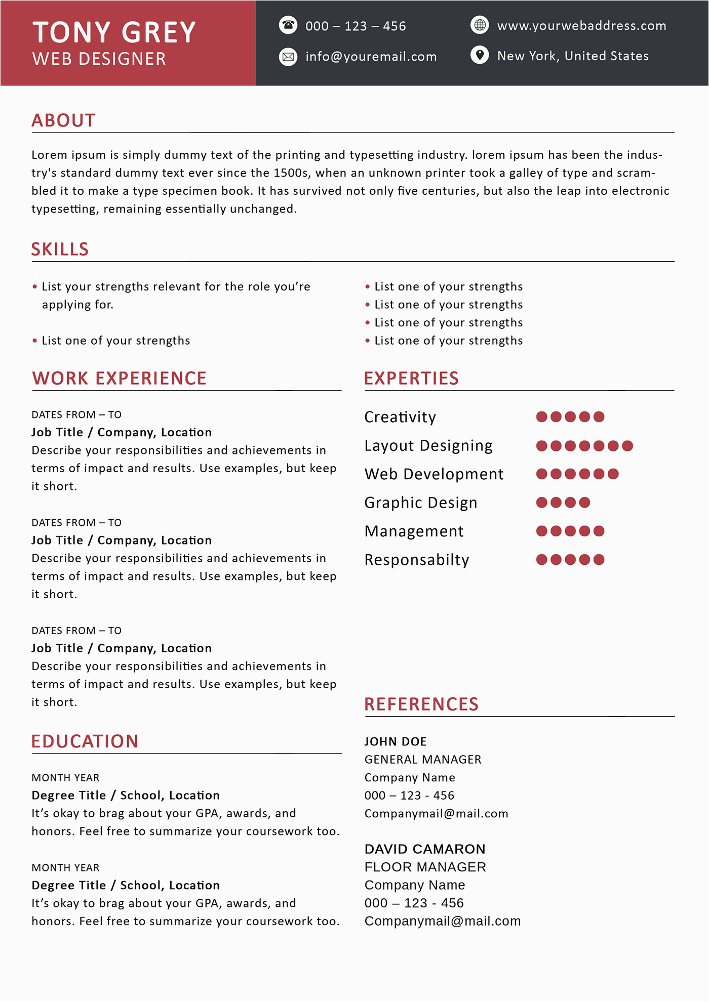 Free Simple Resume Template with Cover Letter
