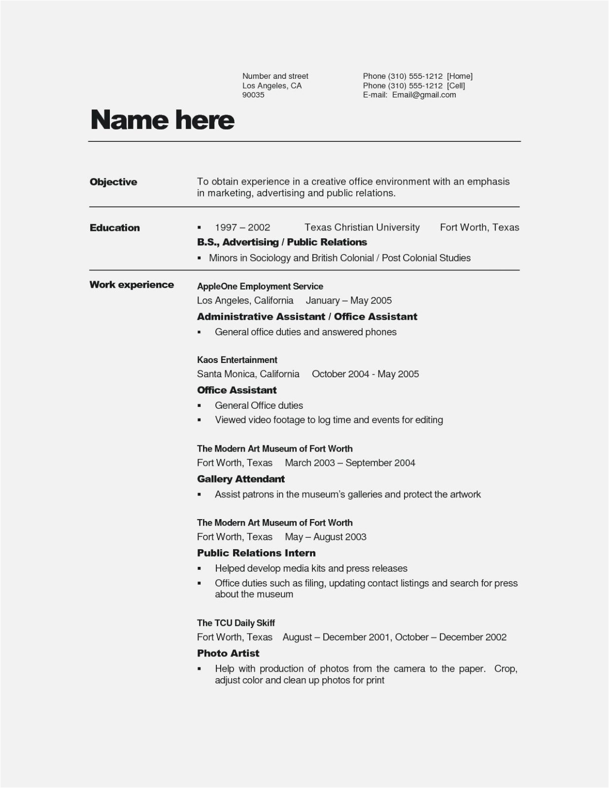 quick and easy resume