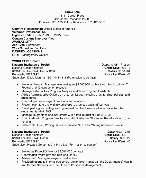 federal resume