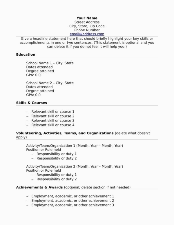 Free Resume Templates with No Work Experience Free What to Include In A Resume if You Lack Experience