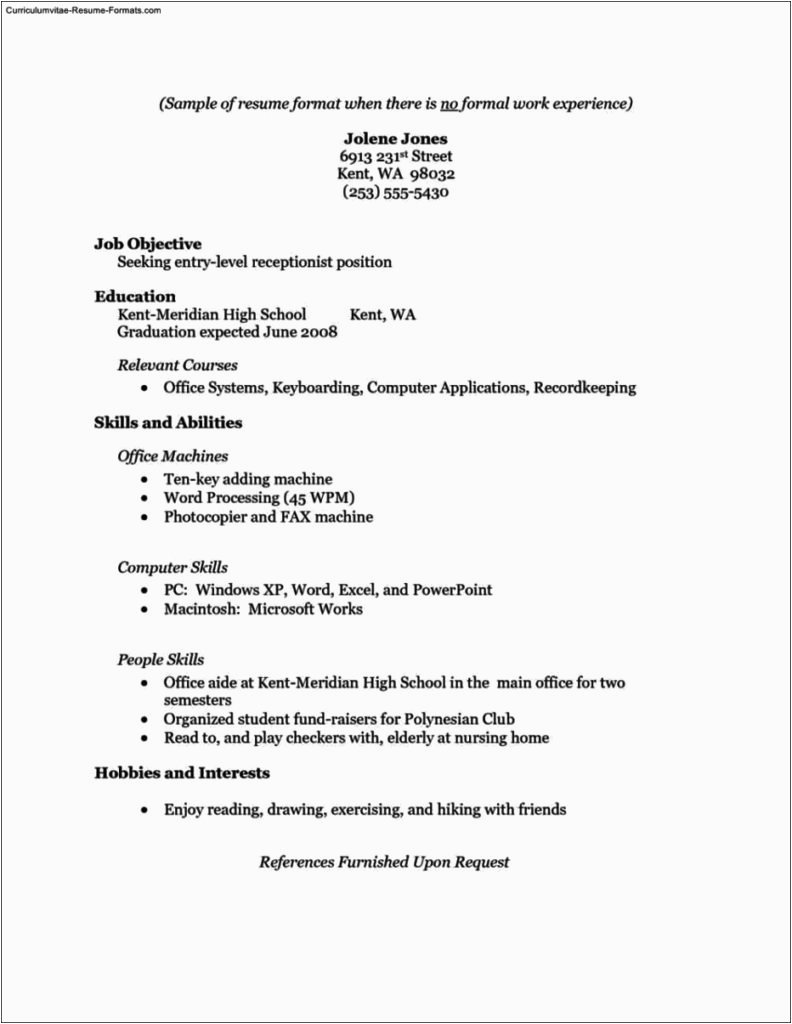 resume templates no work experience
