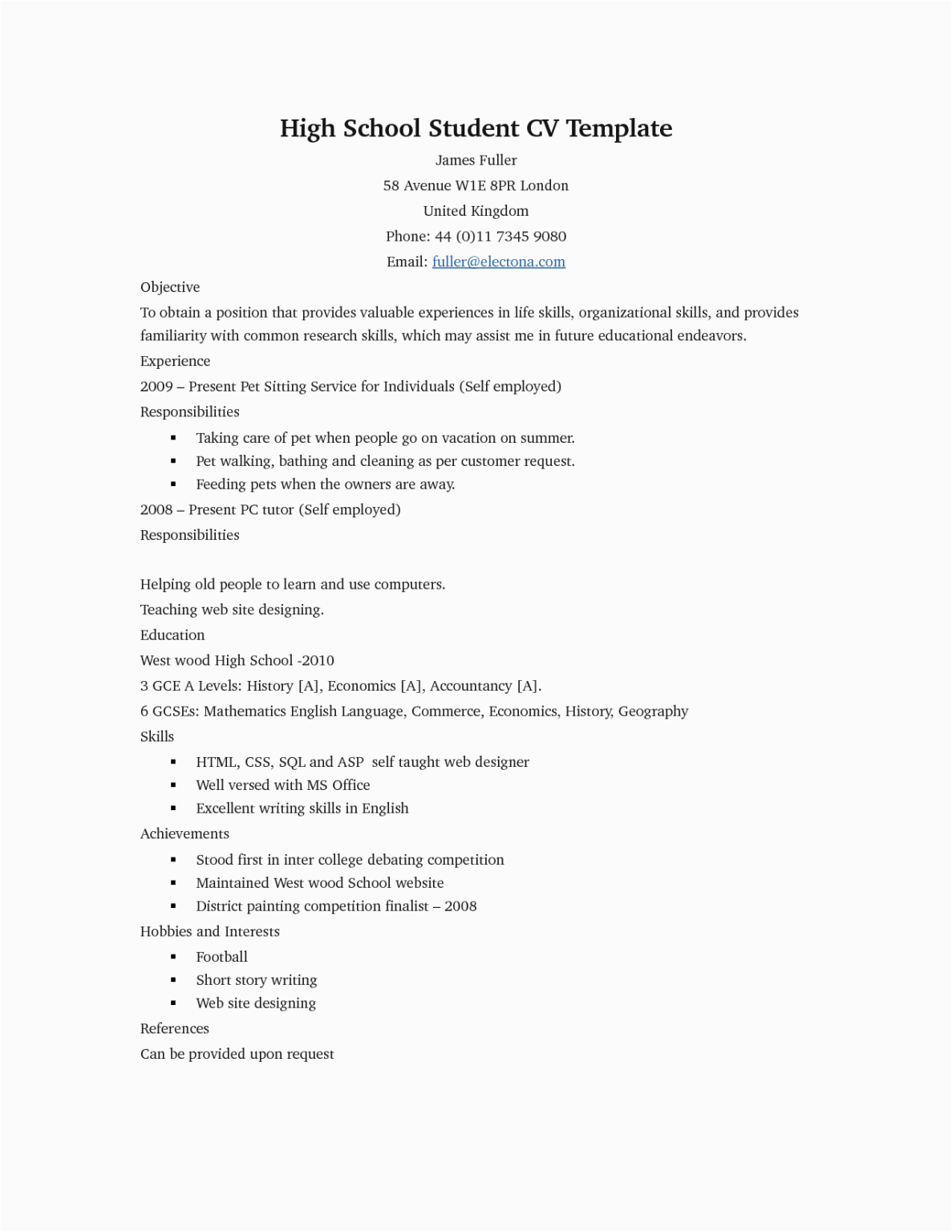 first job high school resume sample