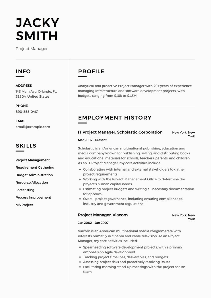 It Project Manager Resume Template Free Download Project Manager Resume Example