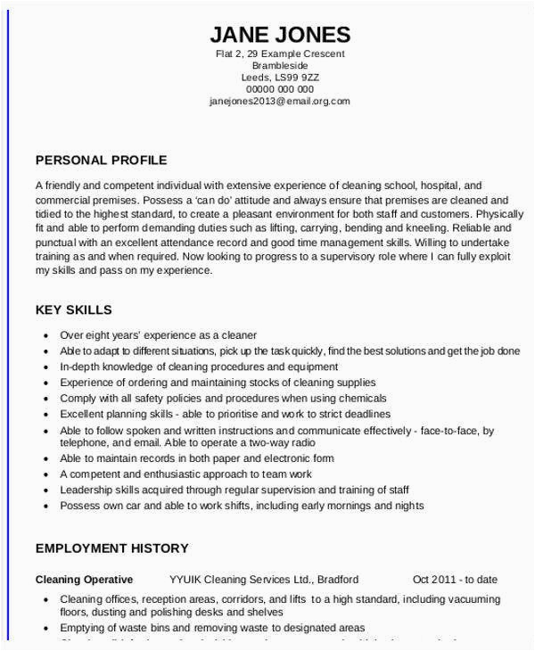 resume for cleaning service