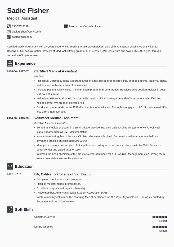 medical assistant resume template free