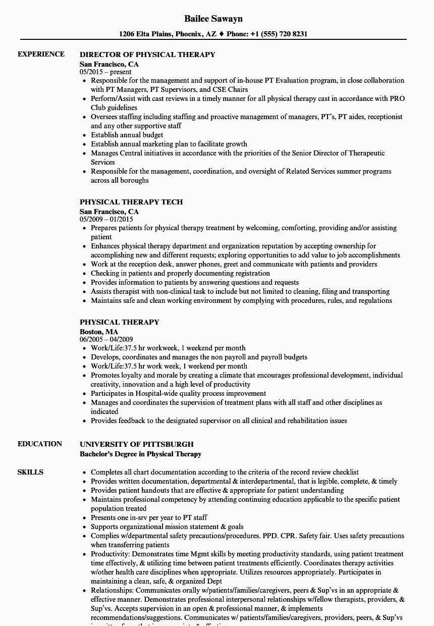 new grad physical therapist assistant resume