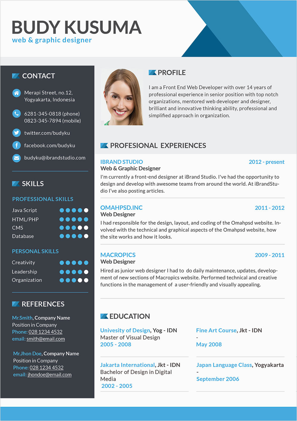 free professional resume template job photoshop psd format