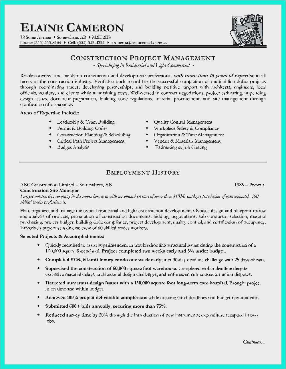 project manager resumes