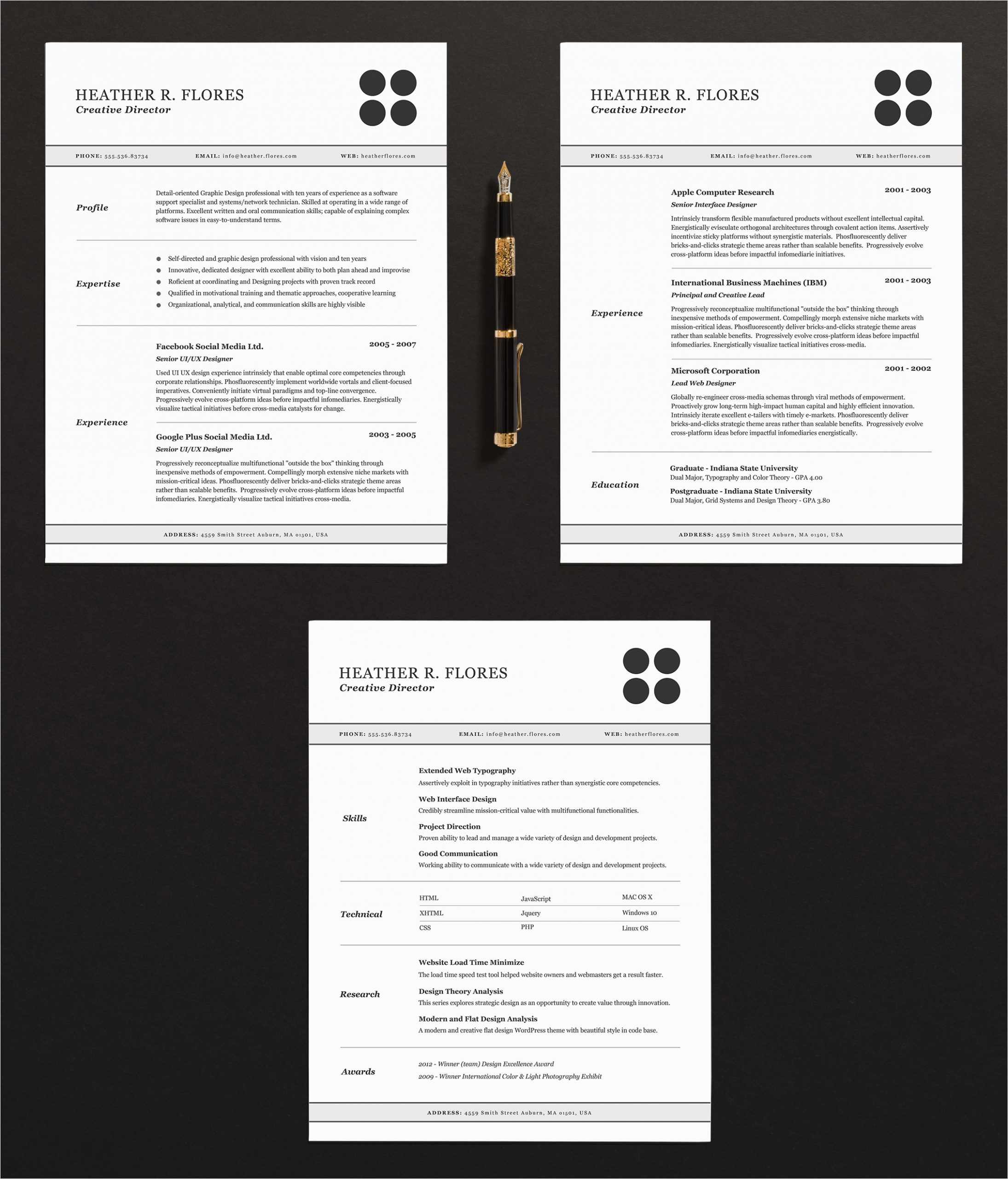 3 pages resumecv template full set