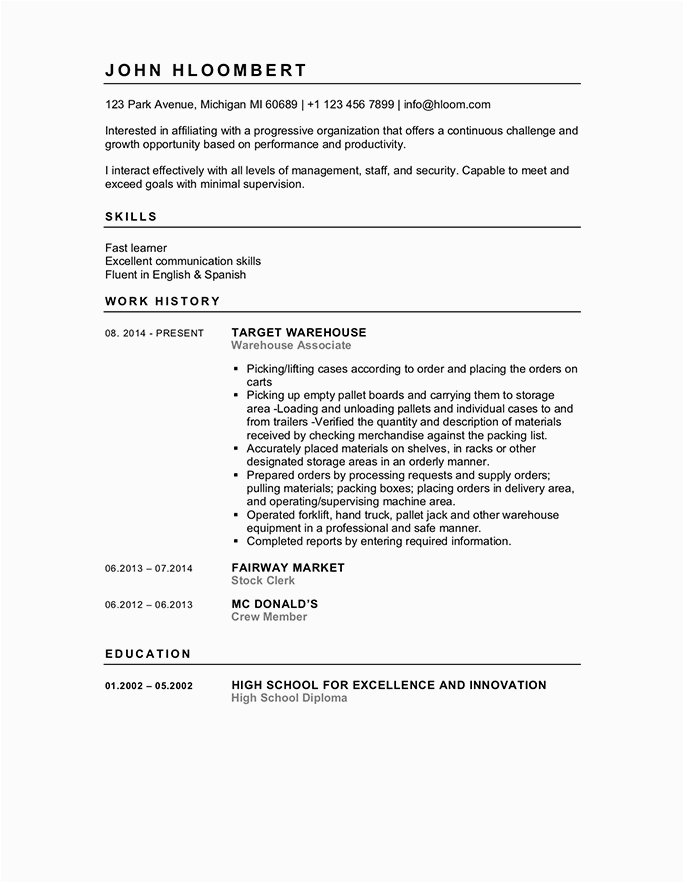 grade 10 teenager high school student resume with no work experience