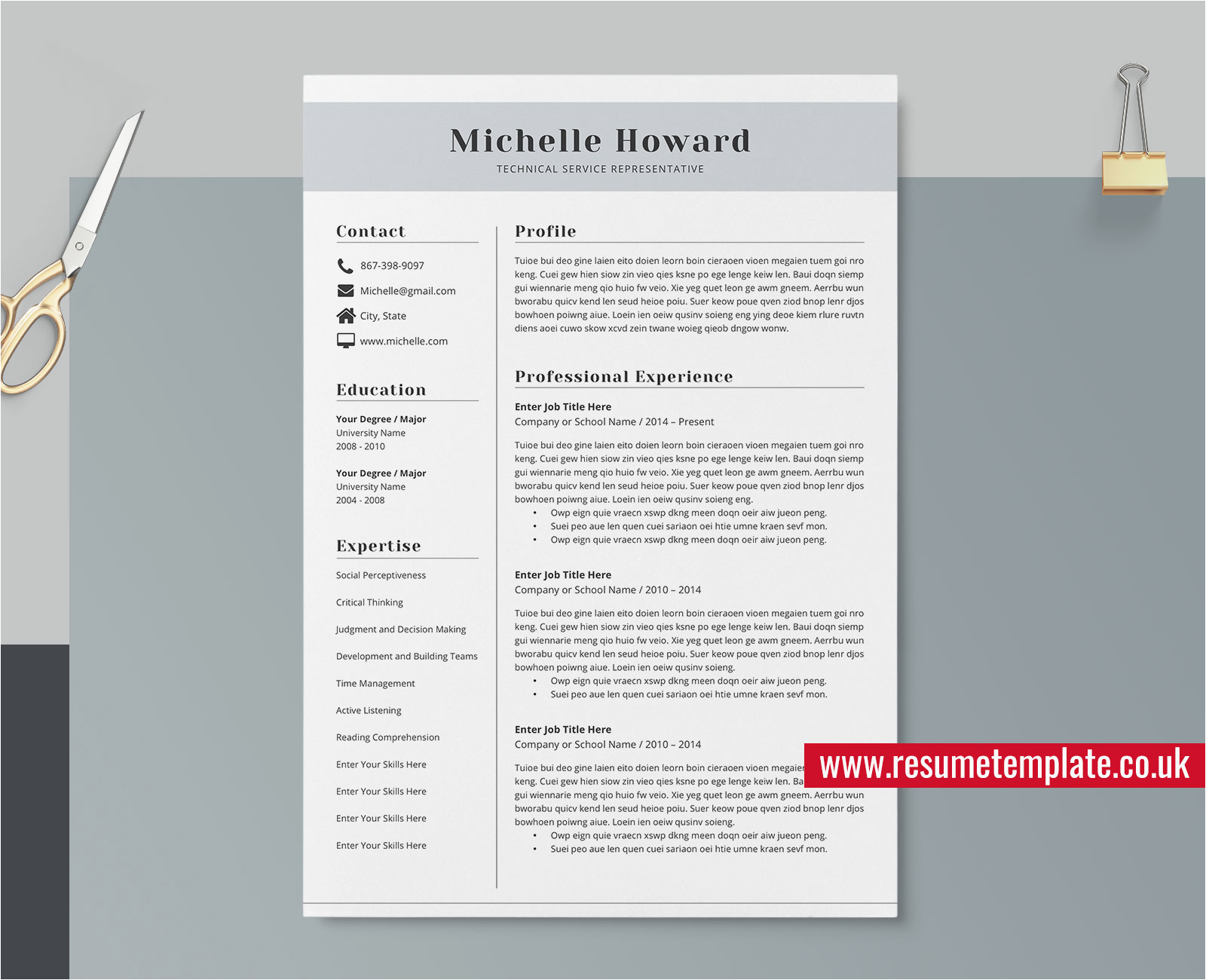 simple resume template minimalist cv template curriculum vitae professional resume design 1 3 page resume editable resume instant michelle resume