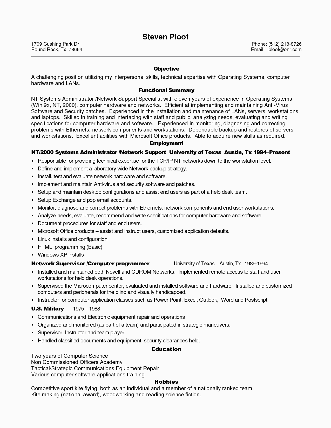 Resume Objective Sample for Experienced It Professionals Sample Resume for Experienced It Professional