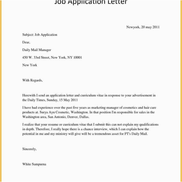 resume simple application letter sample for any vacant position