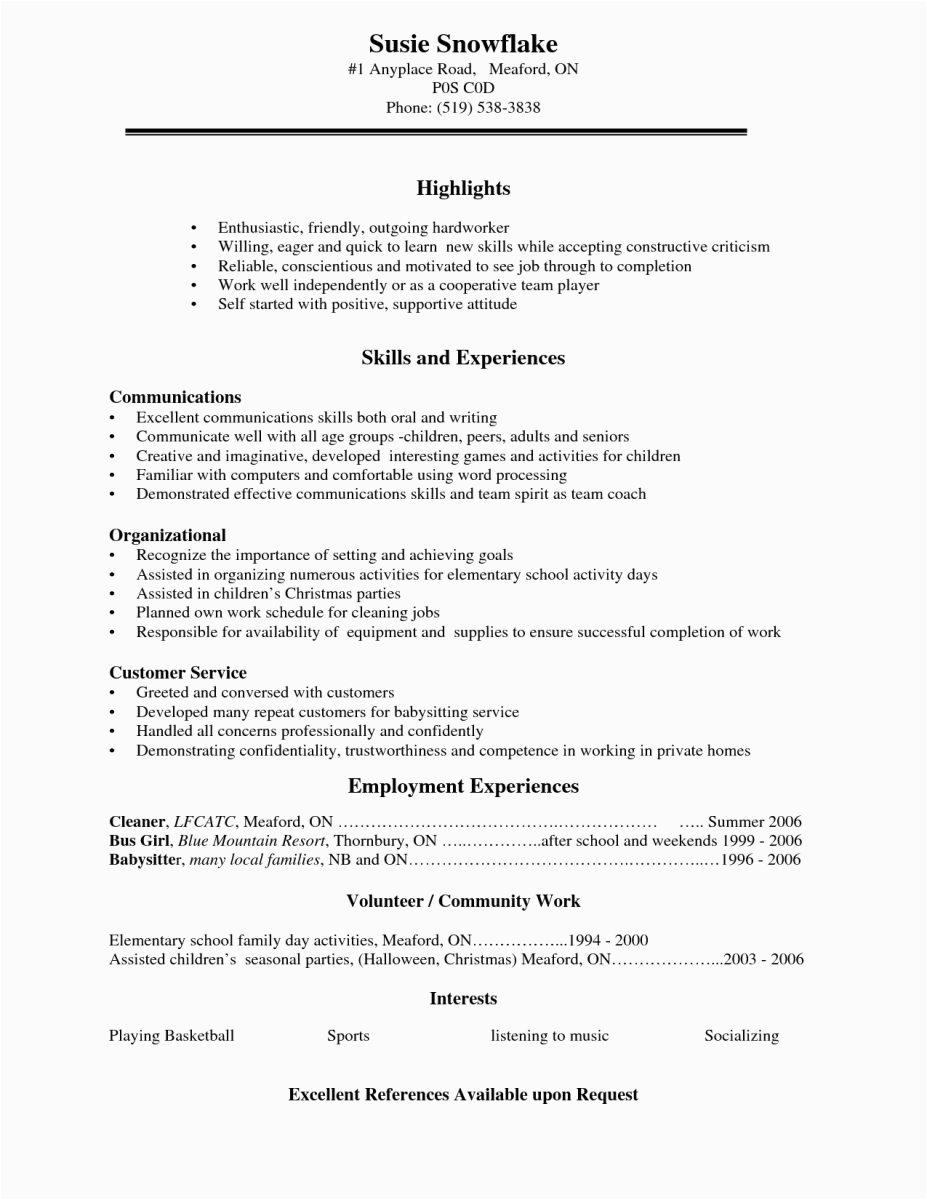 10 high school student resume with no