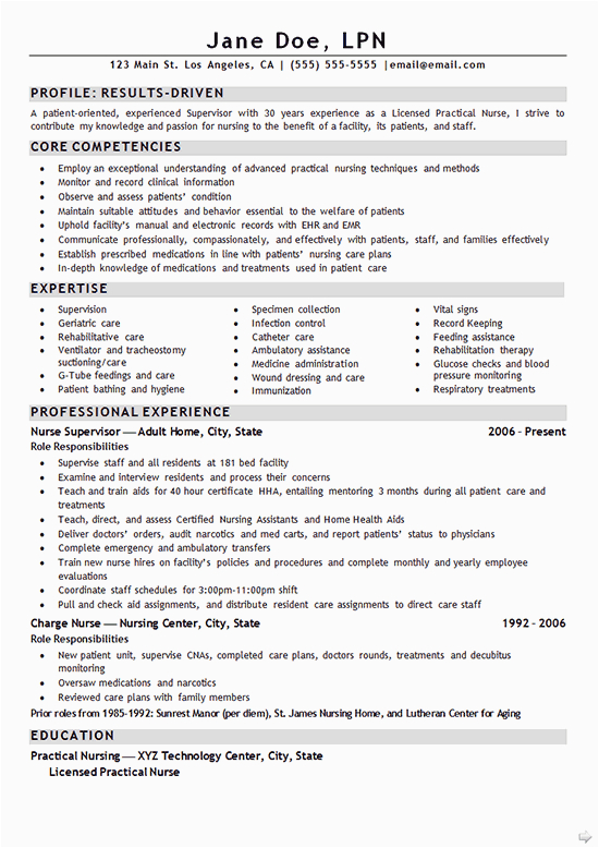 nurse lpn resume example