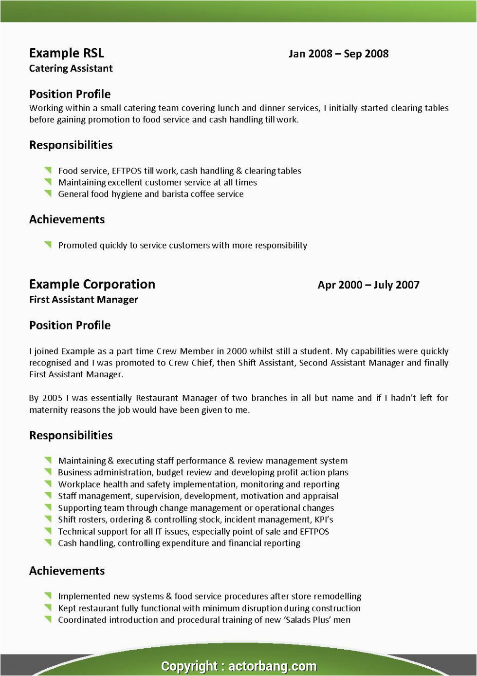 styles sample resume objectives for hospitality industry