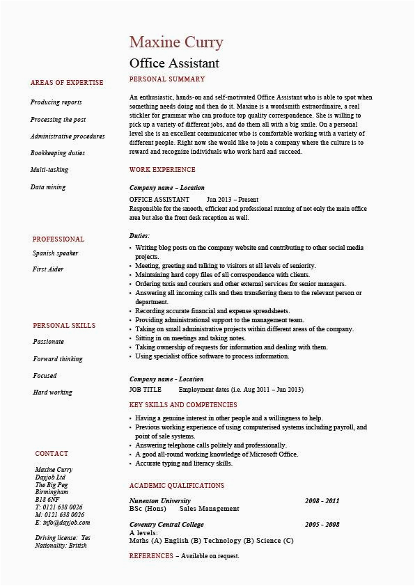 office assistant resume 1451