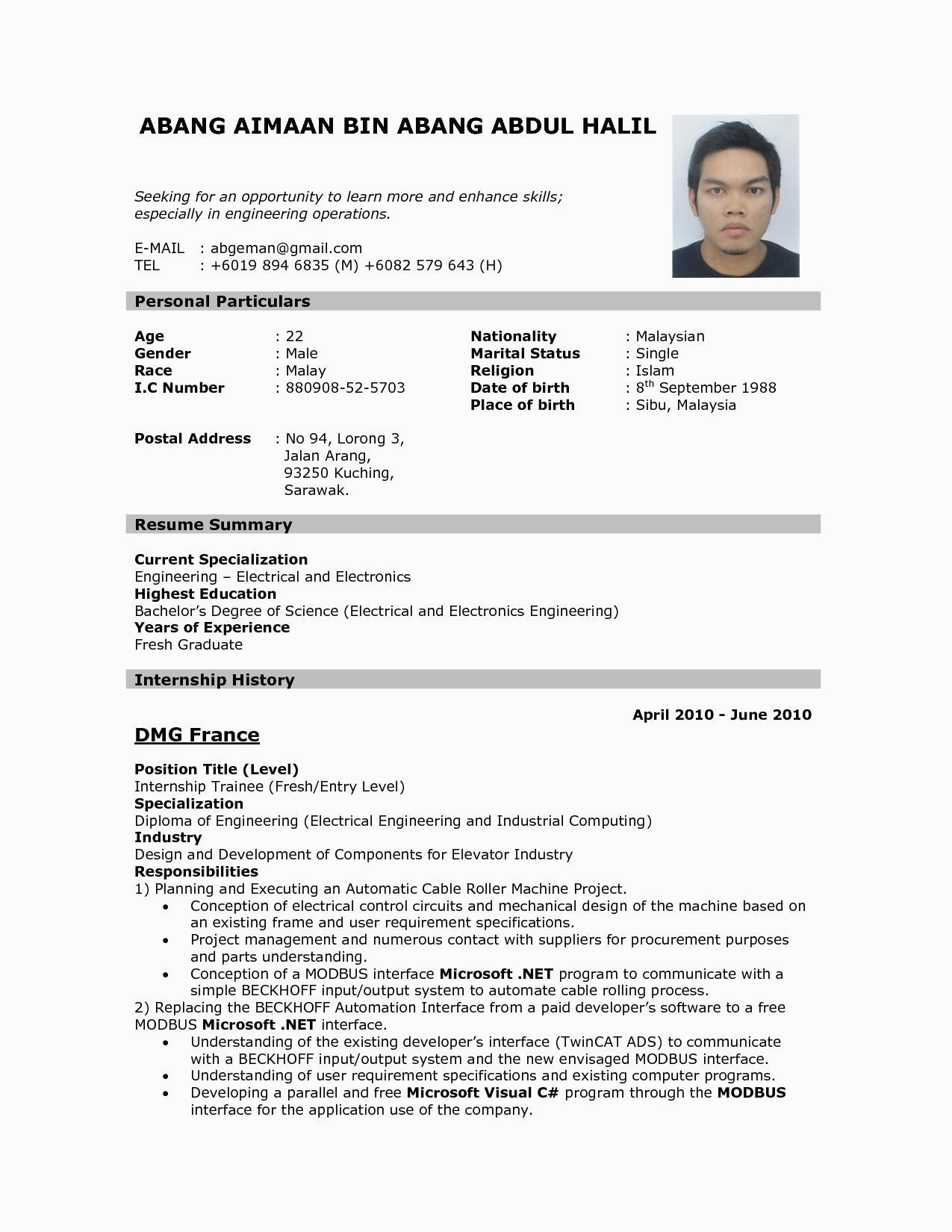 Sample Objectives In Resume for Applying A Job Nice Sample Resume for Applying Job with Images