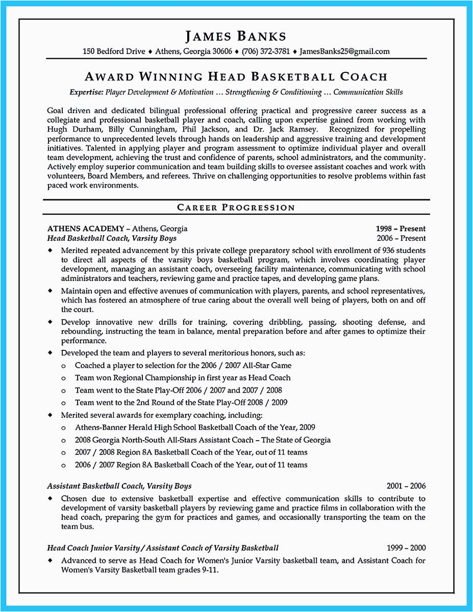 captivating thing for perfect and acceptable basketball coach resume