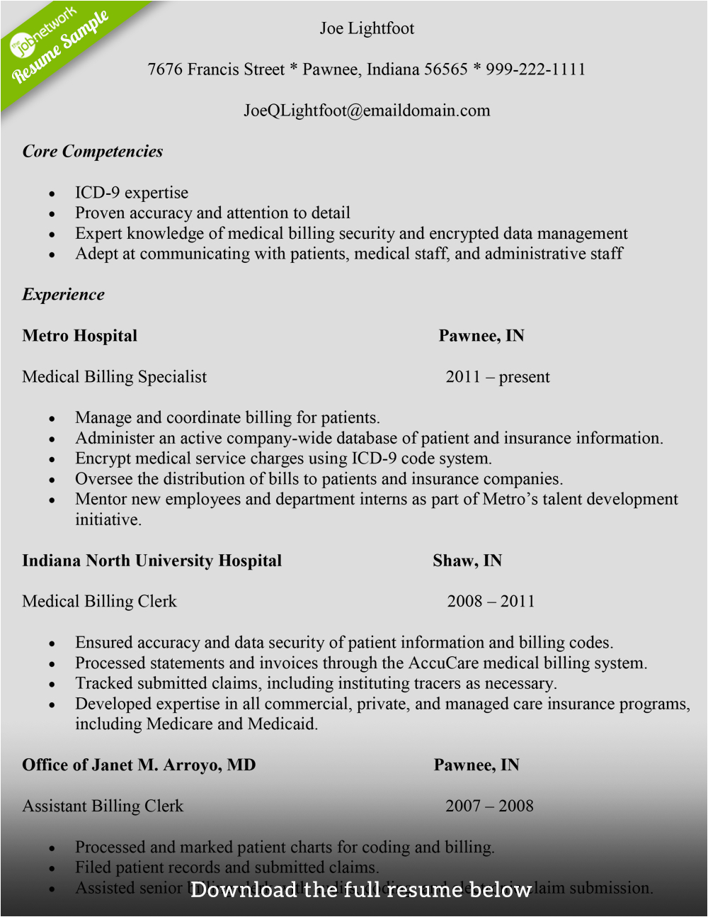 how to write a medical billing resume with examples
