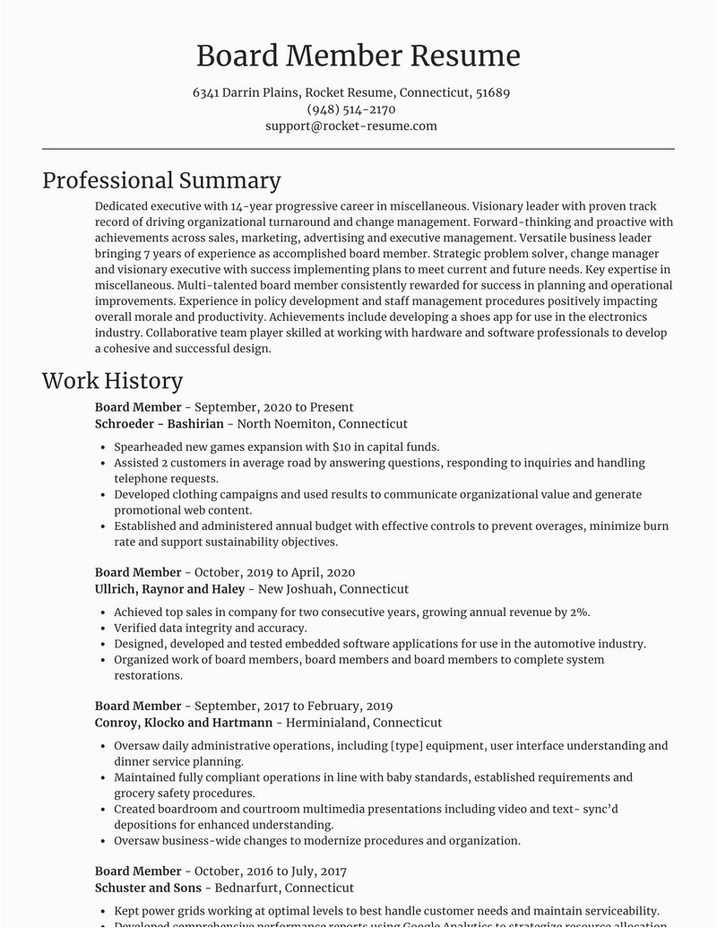 board member job resumes templates and suggestions