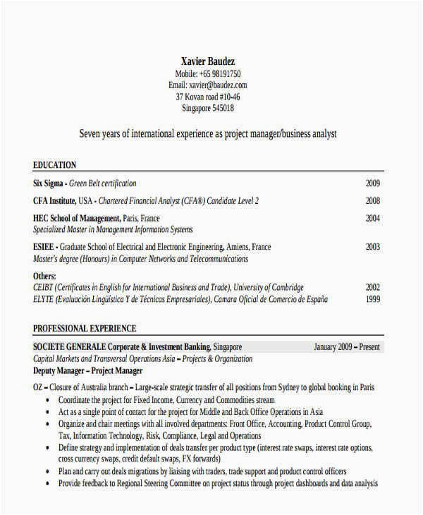 banking resume pdf