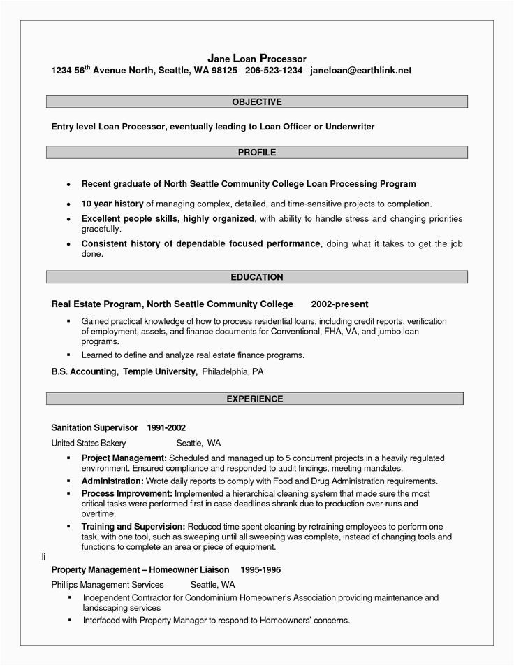 Sample Resume for Business Loan Application Resume for Loan Processor