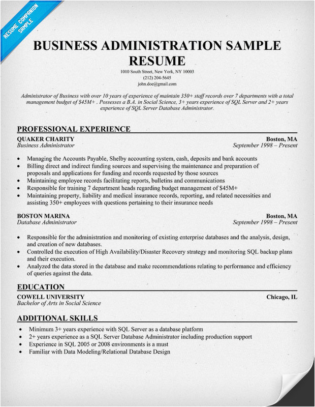 Sample Resume for Business Management Student Business Administration Resume Samples