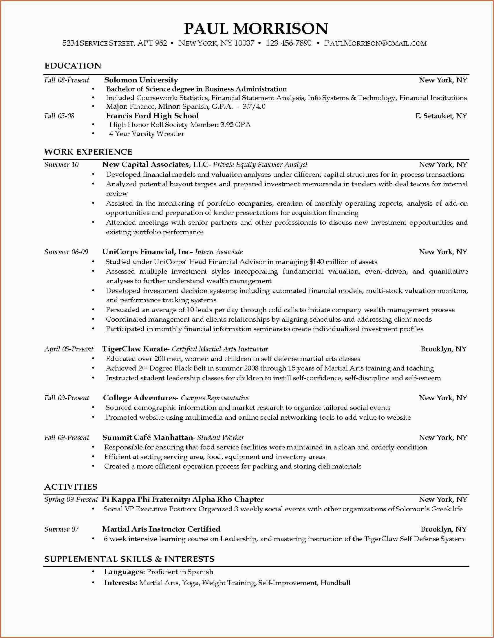 Sample Resume for Graduating College Student Current College Student Resume – Planner Template Free