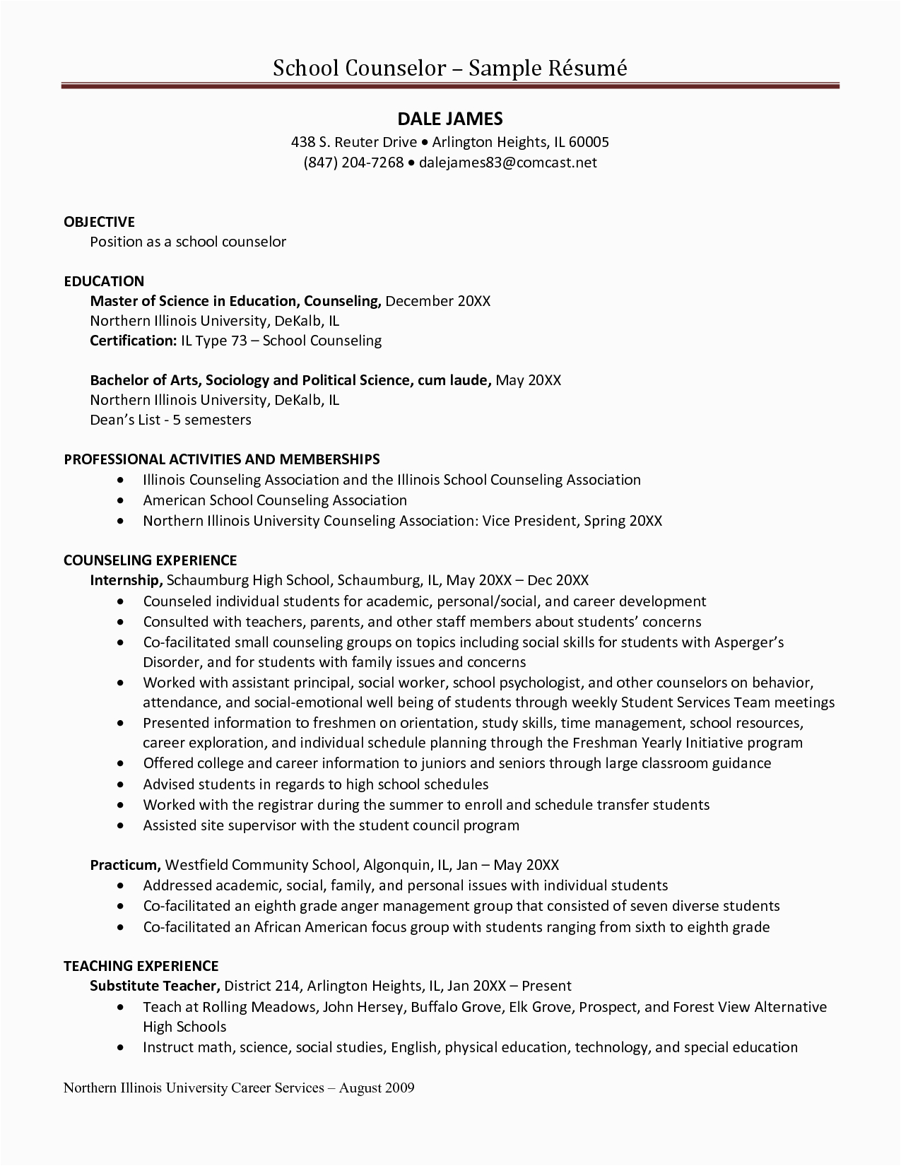 guidance counselor resume