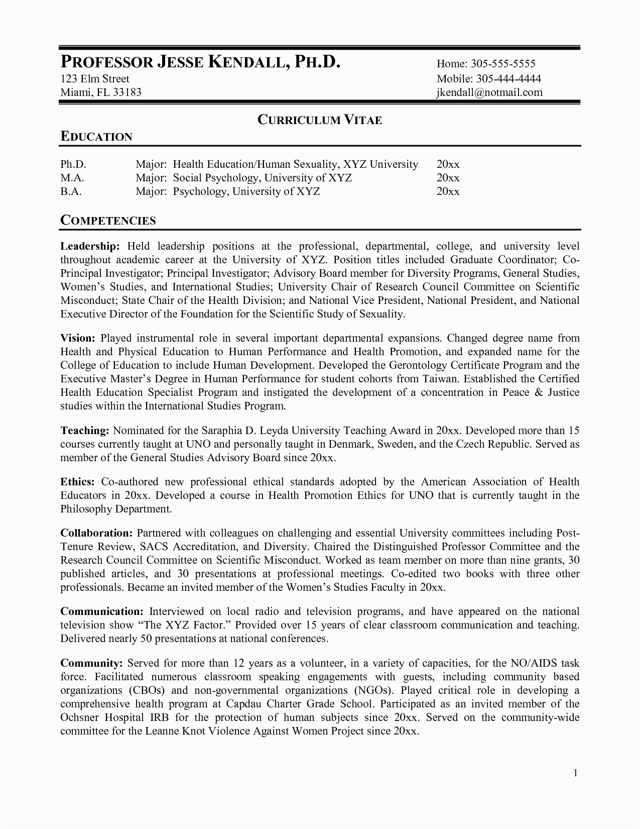 Sample Resume for Professors In Universities Find and Share Free Documents