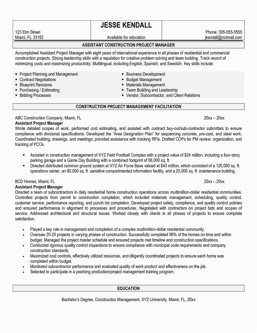 sample cv for software project manager