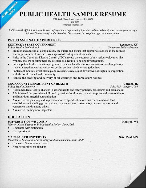 Sample Resume for Public Health Nurse Pin by Resume Panion On Resume Samples Across All