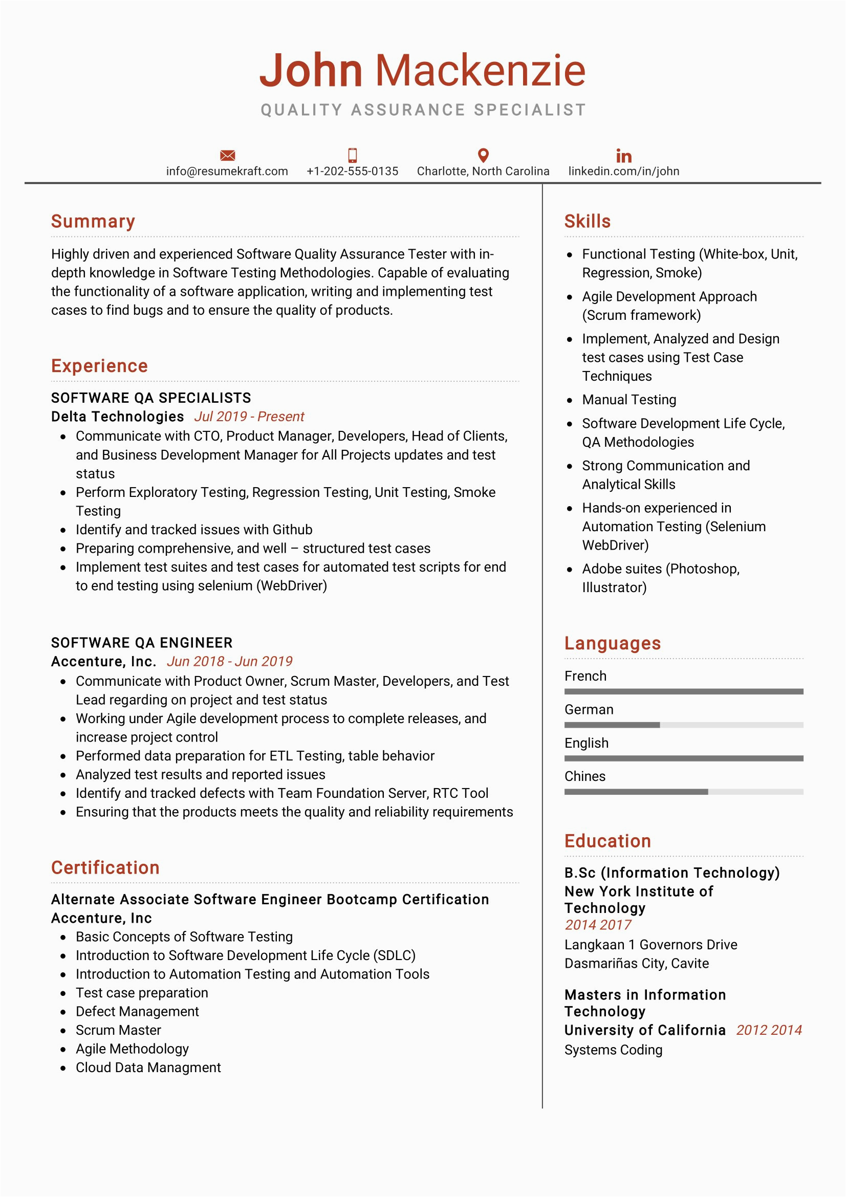 Sample Resume for Quality assurance Executive Quality assurance Specialist Resume Sample Resumekraft