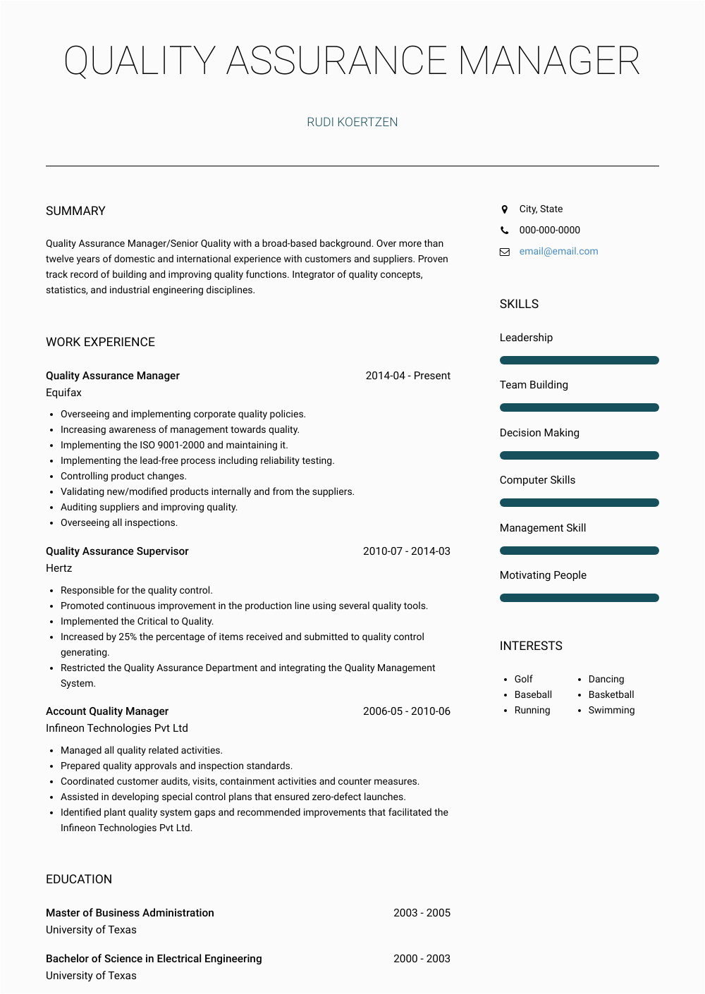Sample Resume for Quality assurance Manager Quality assurance Manager Resume Samples and Templates