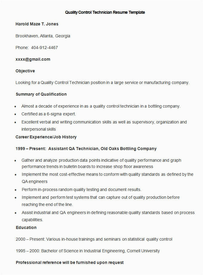 manufacturing resume template