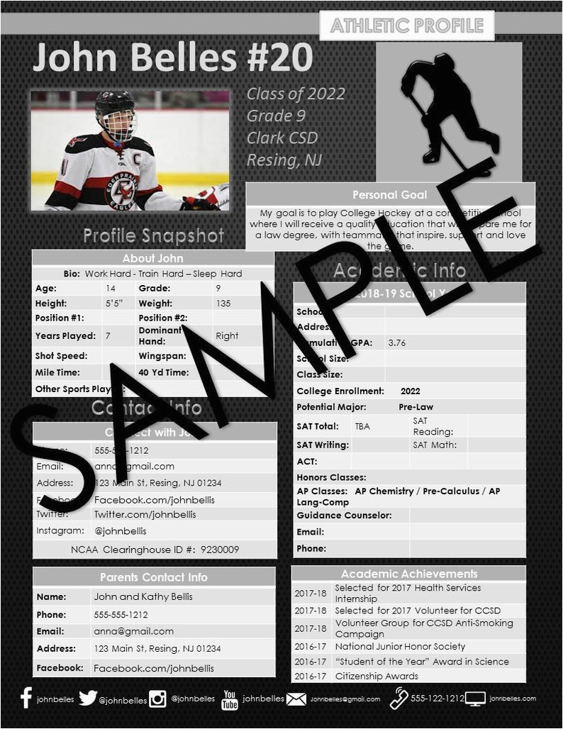 hockey athletic profile deluxe template rugged style