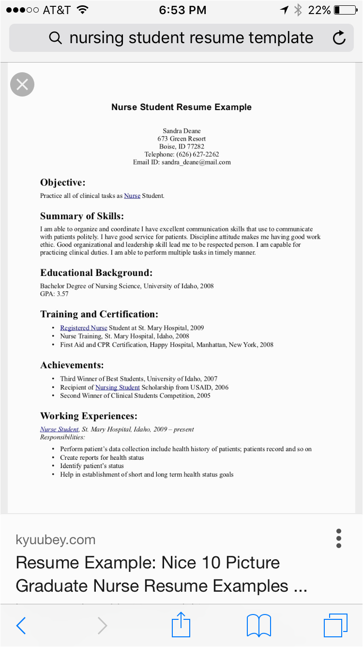 nursing student resume with no experience