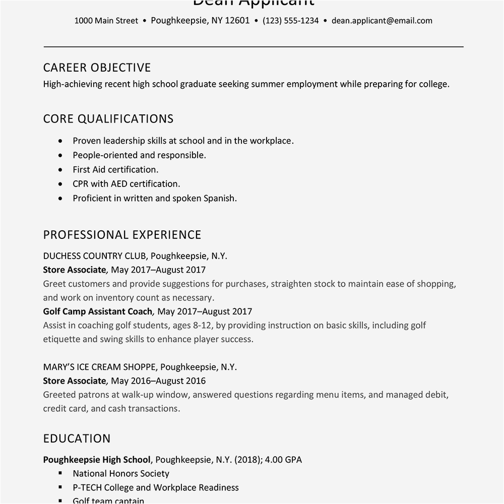 summer job resume and cover letter examples